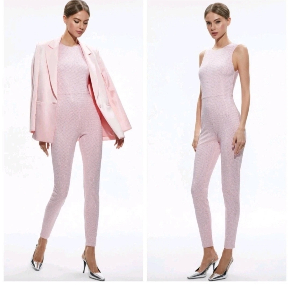 ALICE + OLIVIA FREDDIE CREWNECK EMBELLISHED CATSUIT $595 - Picture 9 of 15